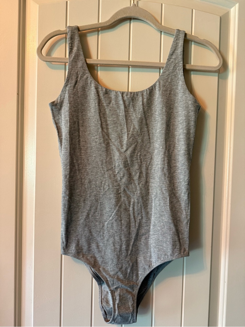 Grey Scoop Neck One-Piece Bodysuit NWOT